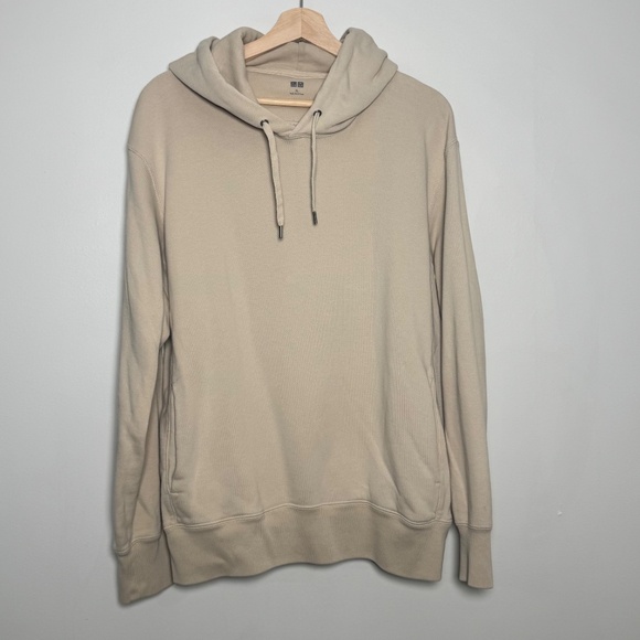 Uniqlo Sweat Pullover Cotton Hoodie in Beige Sz XL - Picture 2 of 7